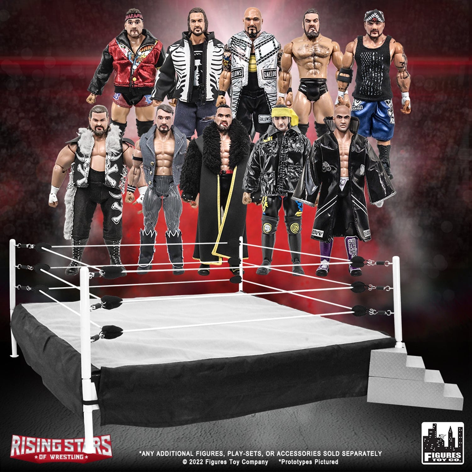 Figures Toy Company Premium Metal Real Scale Wrestling Ring for WWE Wrestling Action Figures