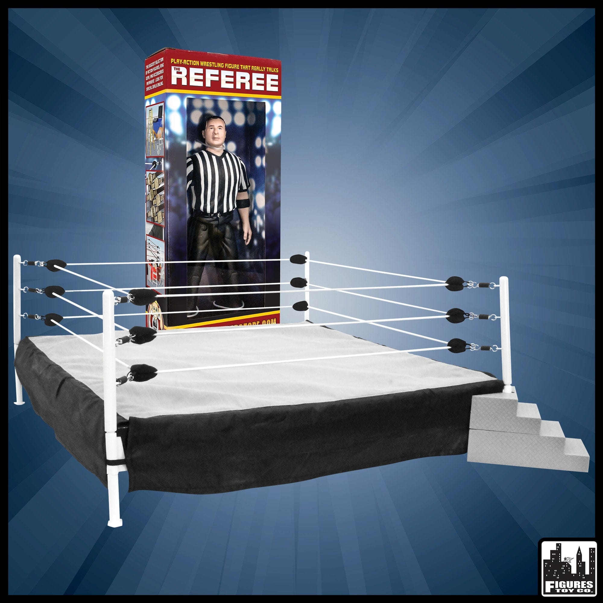 Figures Toy Company Premium Metal Real Scale Wrestling Ring for