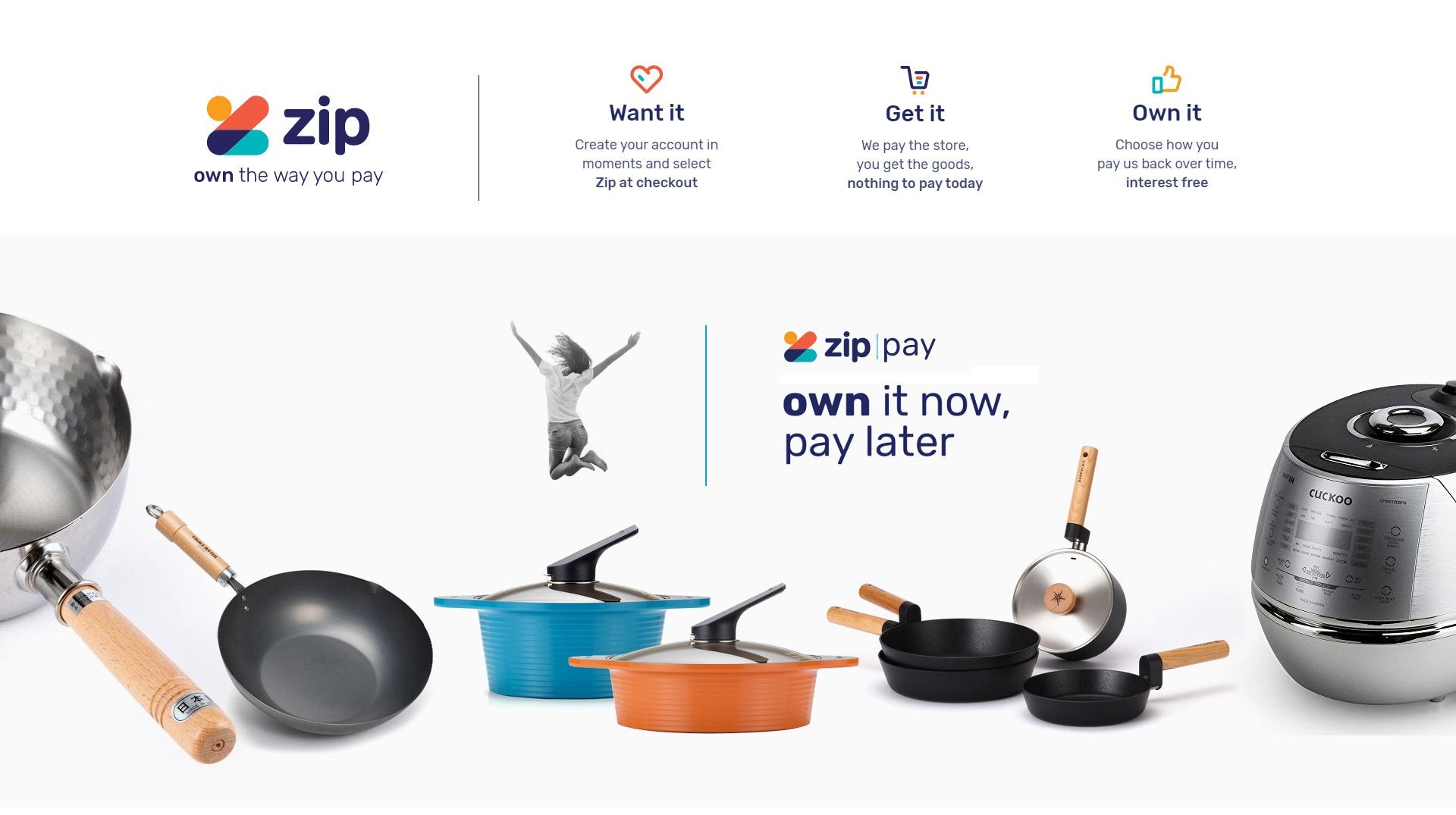 Own now, pay later. We accept zip pay.