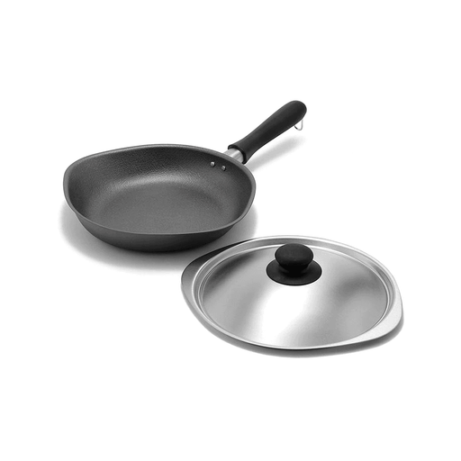 Sori Yanagi Cast Iron Induction Grill Pan 22cm with Lid & Fork -  Globalkitchen Japan