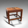 Antique Arts & Crafts Footstool, English, Oak, Leather, After Cotswolds, C.1910