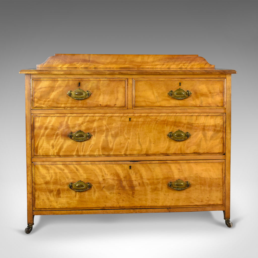 Antique Chest of Drawers, Satinwood, English, Victorian Bedroom Circa