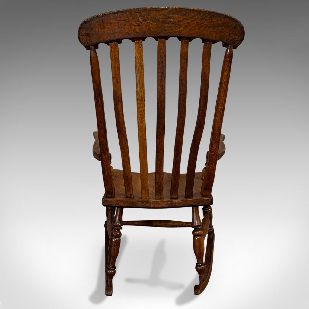 antique farmhouse rocking chair english elm beech seat victorian  c1900