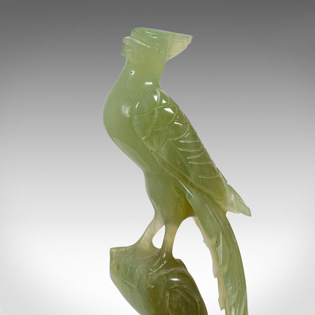 Pair of, Antique Carved Figures, Oriental, Jade, Bird of Paradise ...