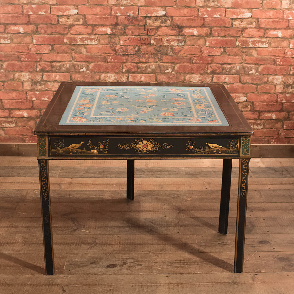 Antique Fold Over Card Table, Chinoiserie c1890 – London Fine Antiques