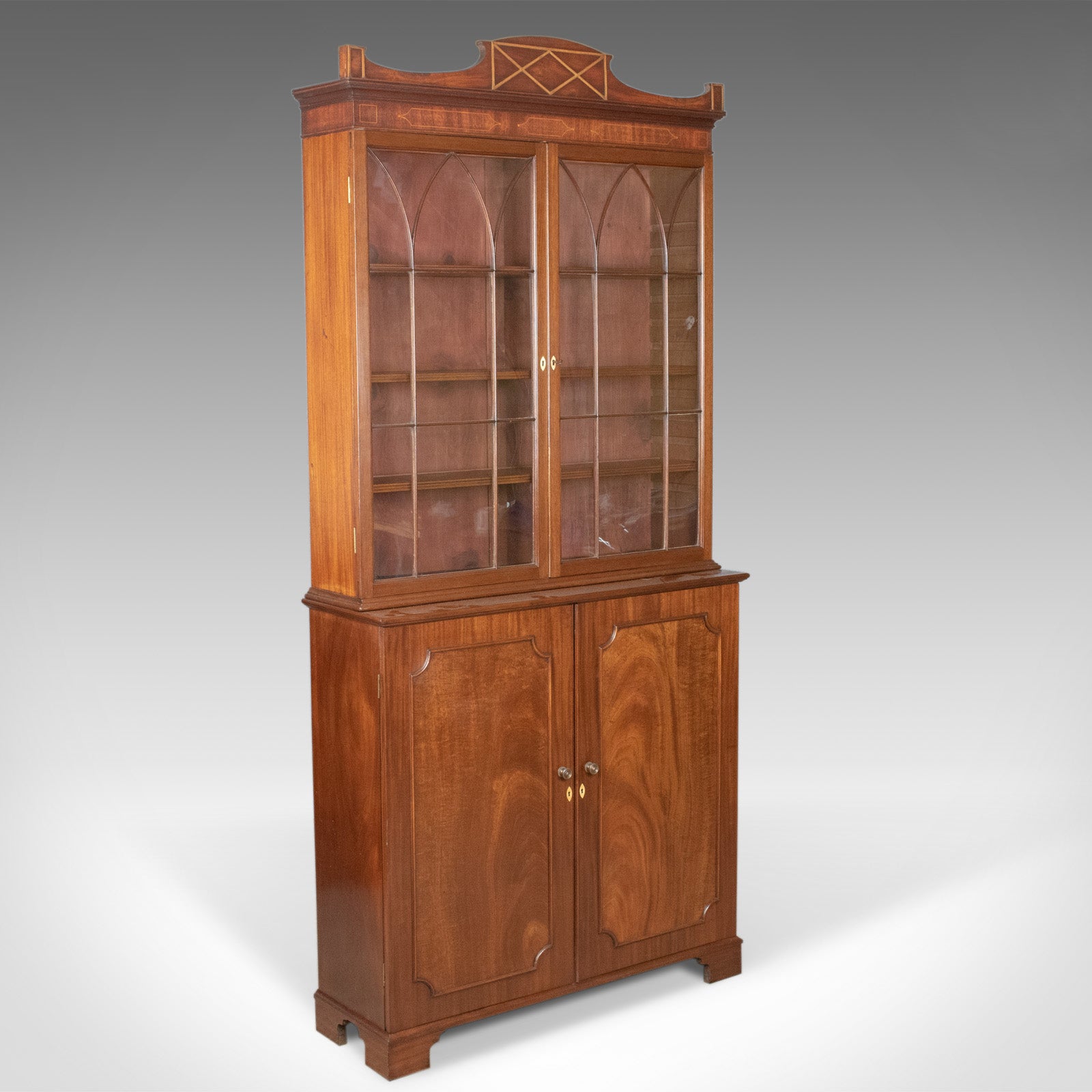 Antique Bookcase English Victorian Mahogany Display Cabinet