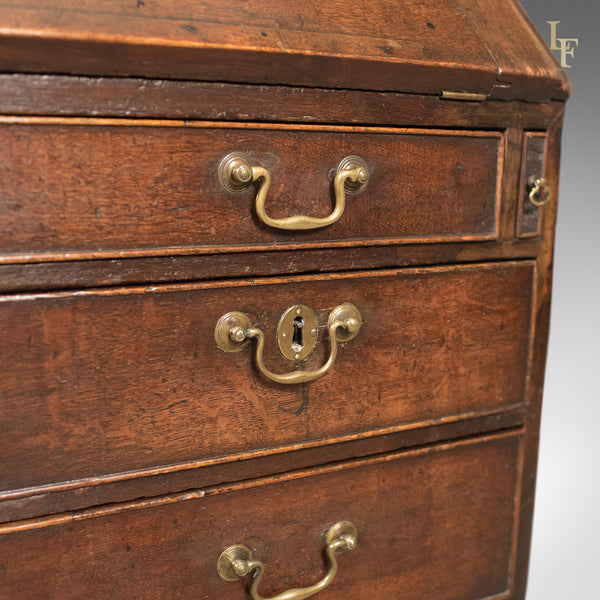 Antique Bureau with Secret Drawers, English Oak Desk, Georgian Early C ...