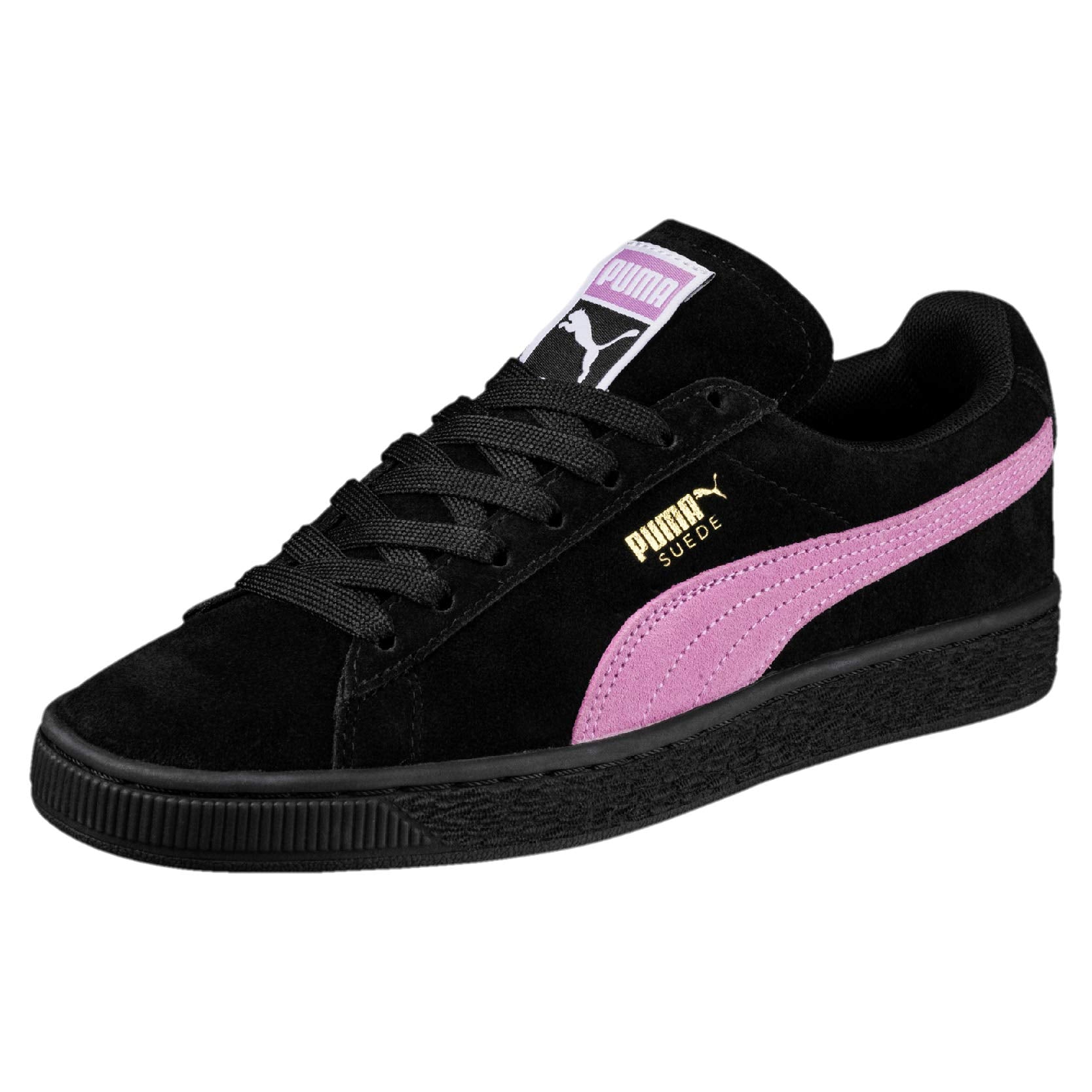 puma black & pink suede classic trainers