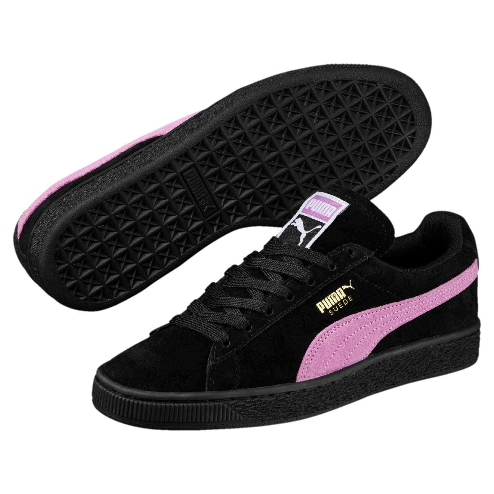puma black & pink suede classic trainers