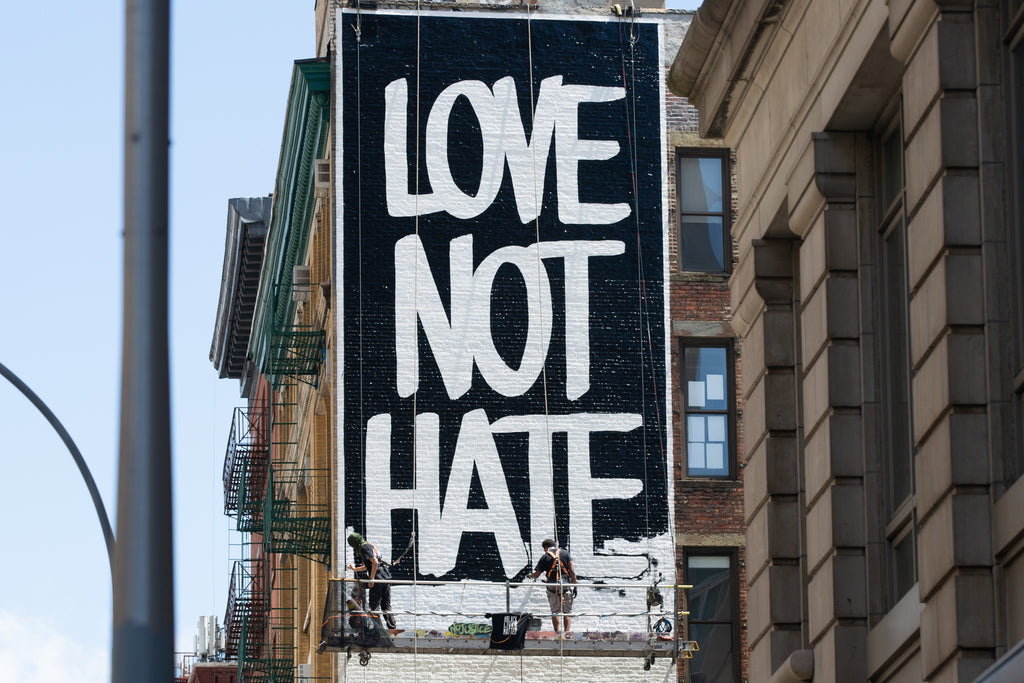 Love not hate Hand Painted Bilboard