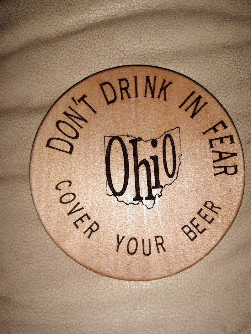 Ohio Wood Beer Deckle Cover / Coaster - Celebrate Local, Shop The Best of Ohio