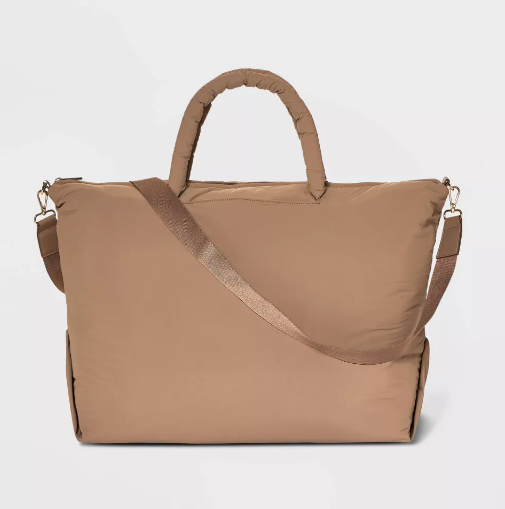 Athleisure Soft Puff Weekender Bag - Brown