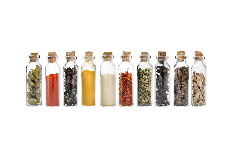Spices on a white background.