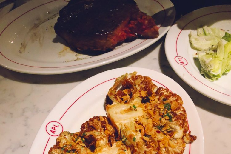 APL Restaurant Cauliflower, Salad, and Steak