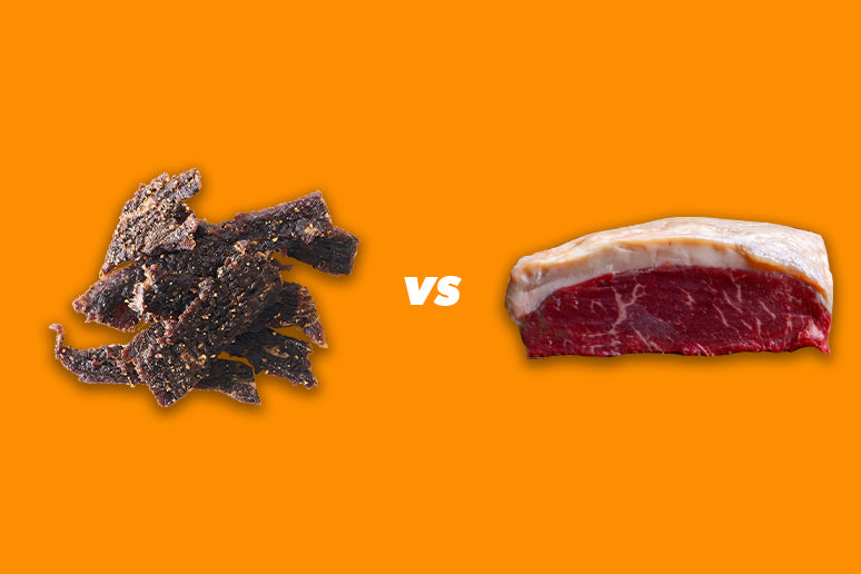 Pile of Beef Jerky vs. a Steak