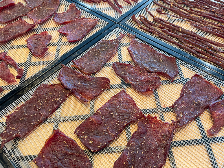 Cooked jerky ready to be enjoyed.