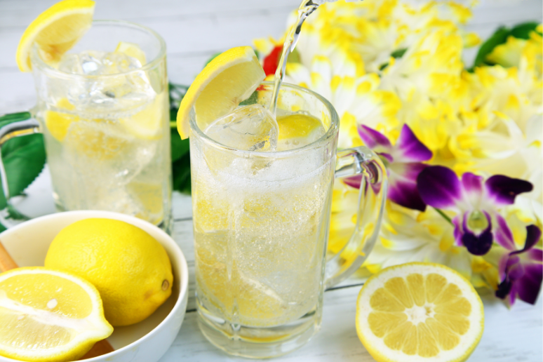 Glass of fresh lemonade 