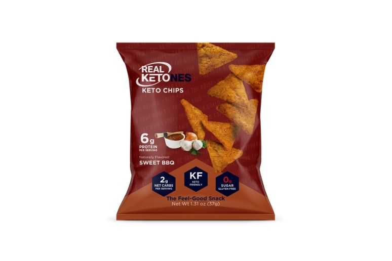 Real Ketones Keto Chips Sweet BBQ, 1.31 oz, 6 count