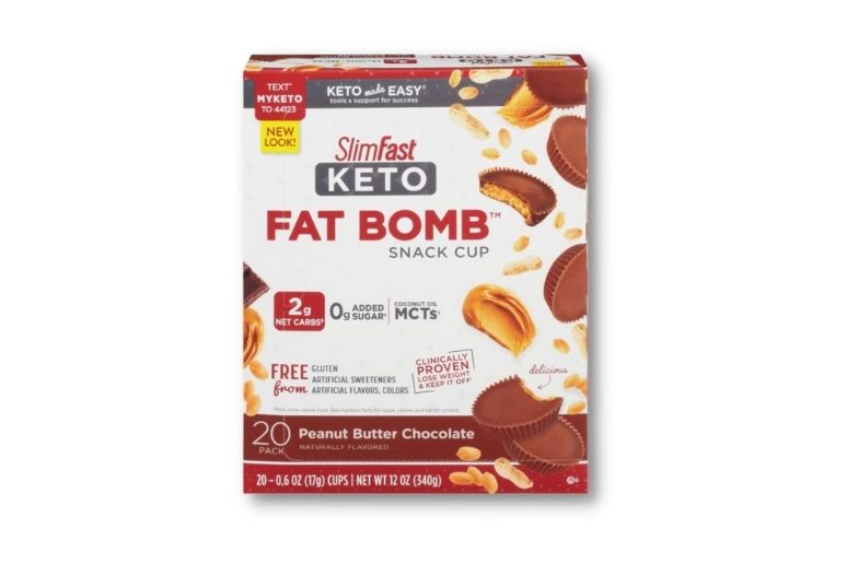 SlimFast Keto Fat Bomb Peanut Butter Chocolate Snack Cup, 0.6 oz, 14 Count