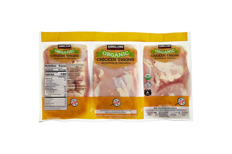 Organic Chicken Thighs, Boneless Skinless, 7 lb