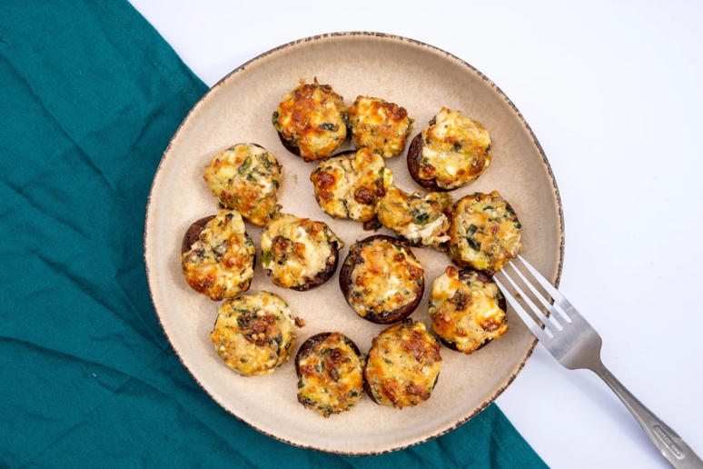 Keto Spinach Artichoke Stuffed Mushrooms with Machaca