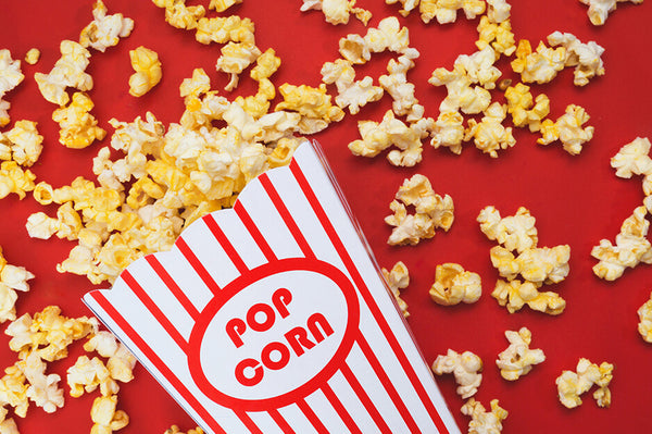 Popcorn on a red table