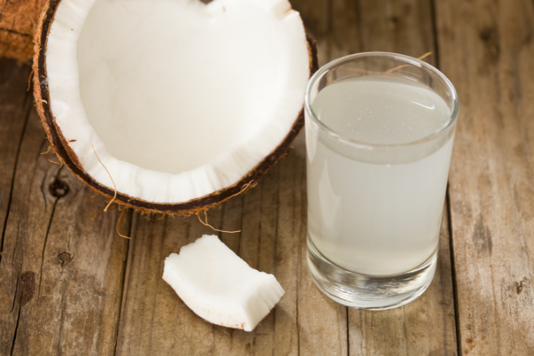 Coconut Water and Fresh Coconut Chunks
