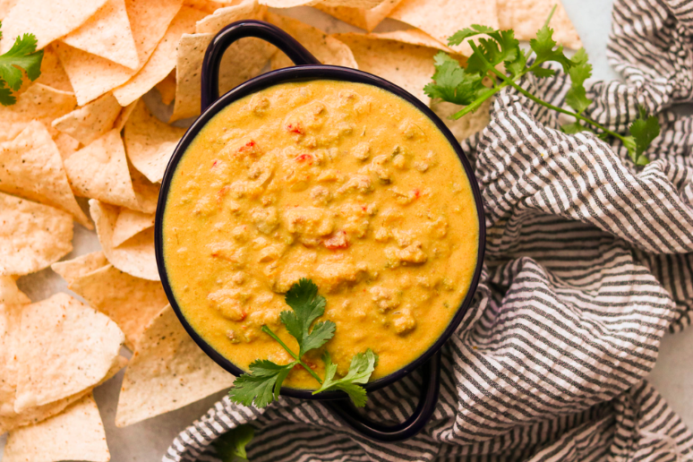 Dairy Free Queso Dip with Ground Beef