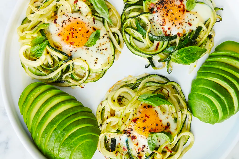 Baked Eggs and Zoodles