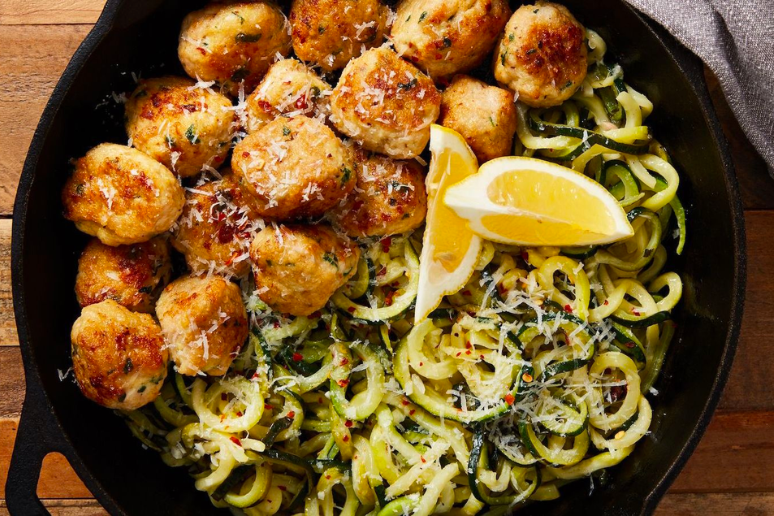 Garlic Butter Meatballs and Zoodles