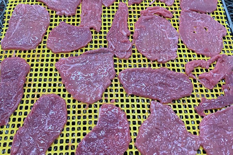 Jerky slices made with a deli slicer.