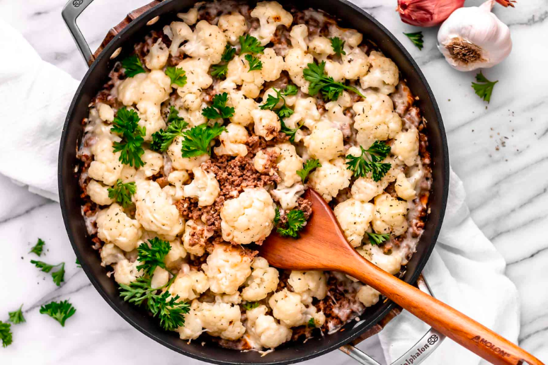 Italian Ground Beef and Cauliflower Skillet