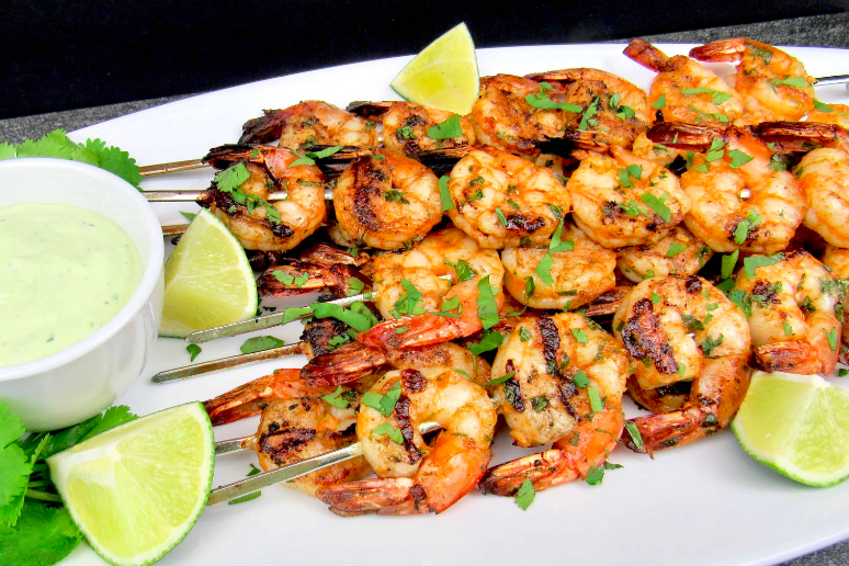 Grilled Lime Cilantro Shrimp Skewers