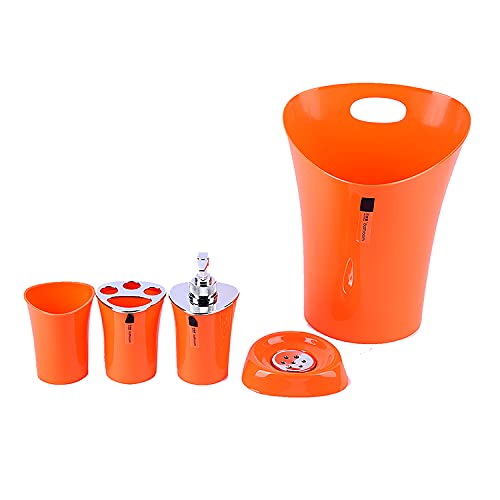 orange and grey bathroom accessories