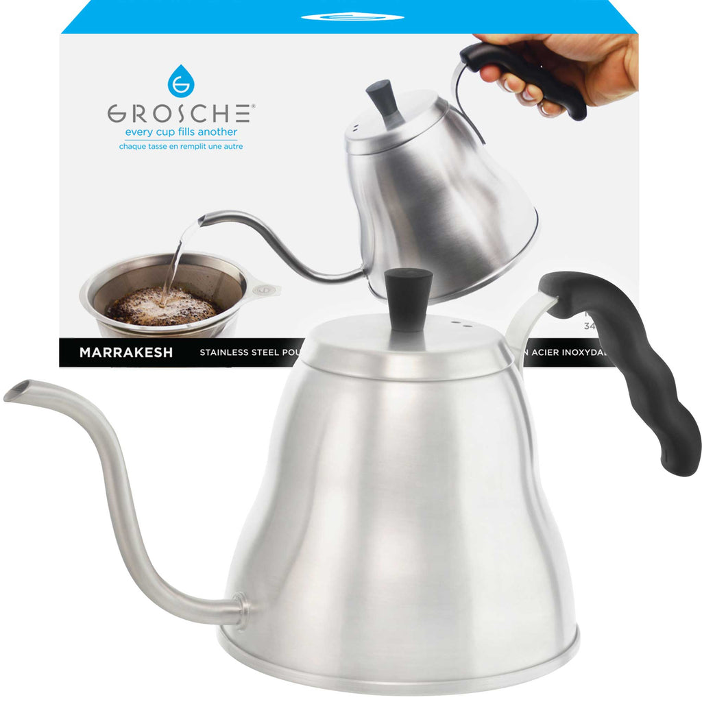  GROSCHE ZURICH French Press Coffee Maker - Black (34 fl oz, 8  Demitasse Cup), Stainless Steel Coffee Filter, 18/8 Double Walled  Stainless Steel French Press Coffee Maker