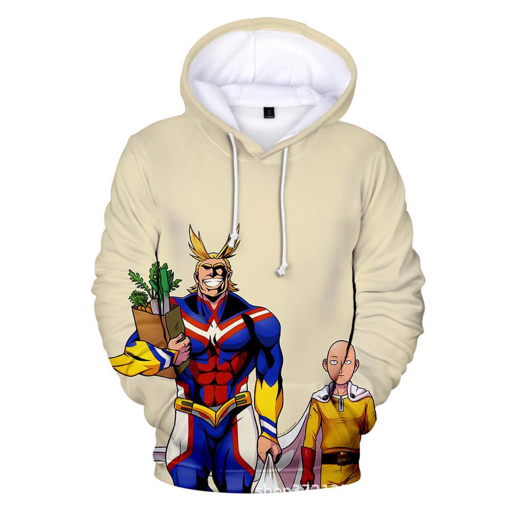 One Punch Man My Hero Academia All Might 3d Printed Long Sleeve Hoodie Fashionseer - how to punch in roblox my hero academia