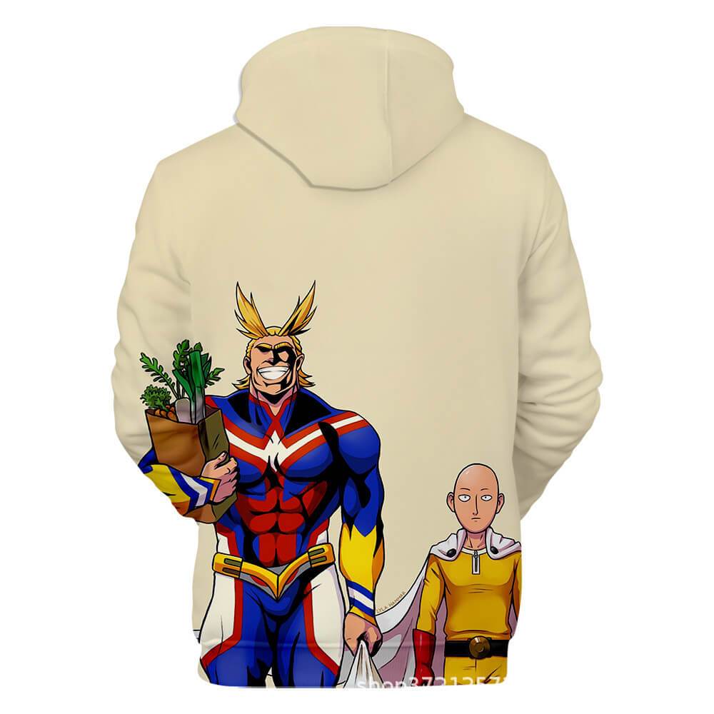 One Punch Man My Hero Academia All Might 3d Printed Long Sleeve Hoodie Fashionseer - how to punch in roblox my hero academia