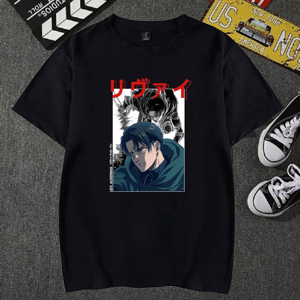 Attack On Titan Levi Ackerman Tee Short Sleeve T Shirt 5 Colors Fashionseer - attack on titan levi roblox clothes