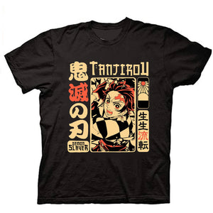 Demon Slayer Tanjiro Kamado Tee Short Sleeve T Shirt 5 Color Fashionseer - tanjiro shirt roblox