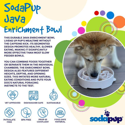 Sodapup - eBowl Enrichment Slow Feeder Bowl for Dogs - Java Pup - Toys - Sodapup - Shop The Paw