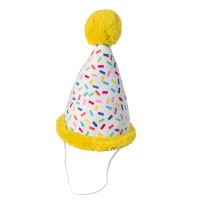 Fringe Studio Time To Celebrate Wearable Plush Party Hat - Yellow Dog Toy - Toys - Fringe Studio - Shop The Paw