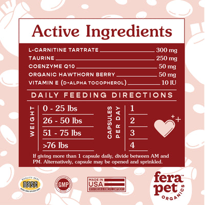 Fera Pet Organics Cardiac Support for Dogs & Cats (60 Capsules) | Supplement | Fera Pet Organics - Shop The Paws