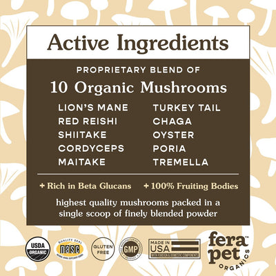 Fera Pet Organics Organic Mushroom Blend for Immune Support Dogs & Cats - Supplement - Fera Pet Organics - Shop The Paw