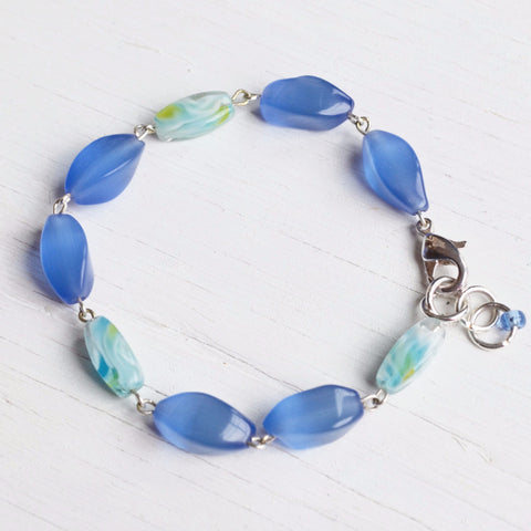 Blue Glass Link Bracelet