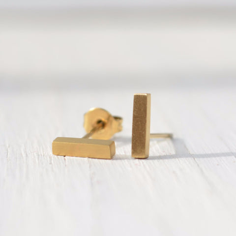 Gold Bar Stud Earrings