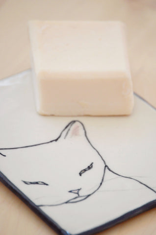 Sleepy Kitty Tray and Soap Gift Set