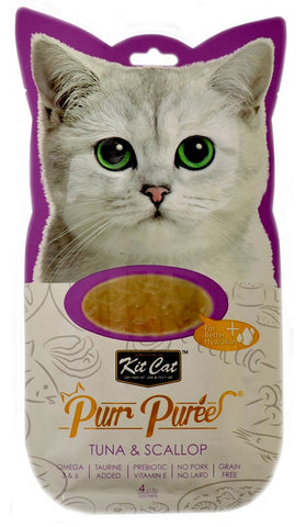 Kit Cat Purr Purees Tuna and Scallop Cat Treats 15gx4 (2 packs)