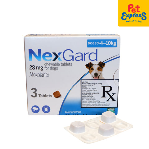 NexGard Chewable Tablet for Medium Breed Dogs 4-10kg or 10-24lbs (3 tablets)