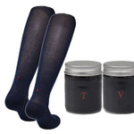 Blue Men's Socks with Burgundy Initials - Filo di scozia Super light Stretch - Size 40/45 - 156
