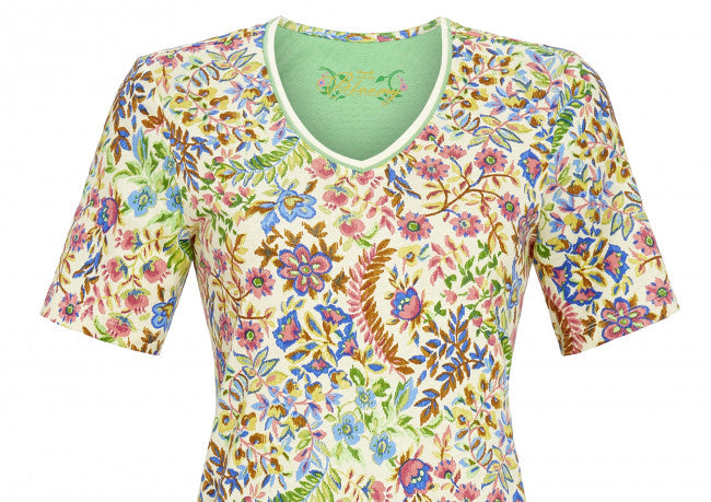 Bloomy nachthemd bloemenprint V - 3251002 - Vanille – Rebelle Lingerie